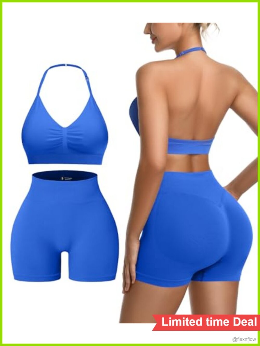 2 Piece Workout Set Padded Sports Bra High Waist Yoga Shorts Gym Activewear